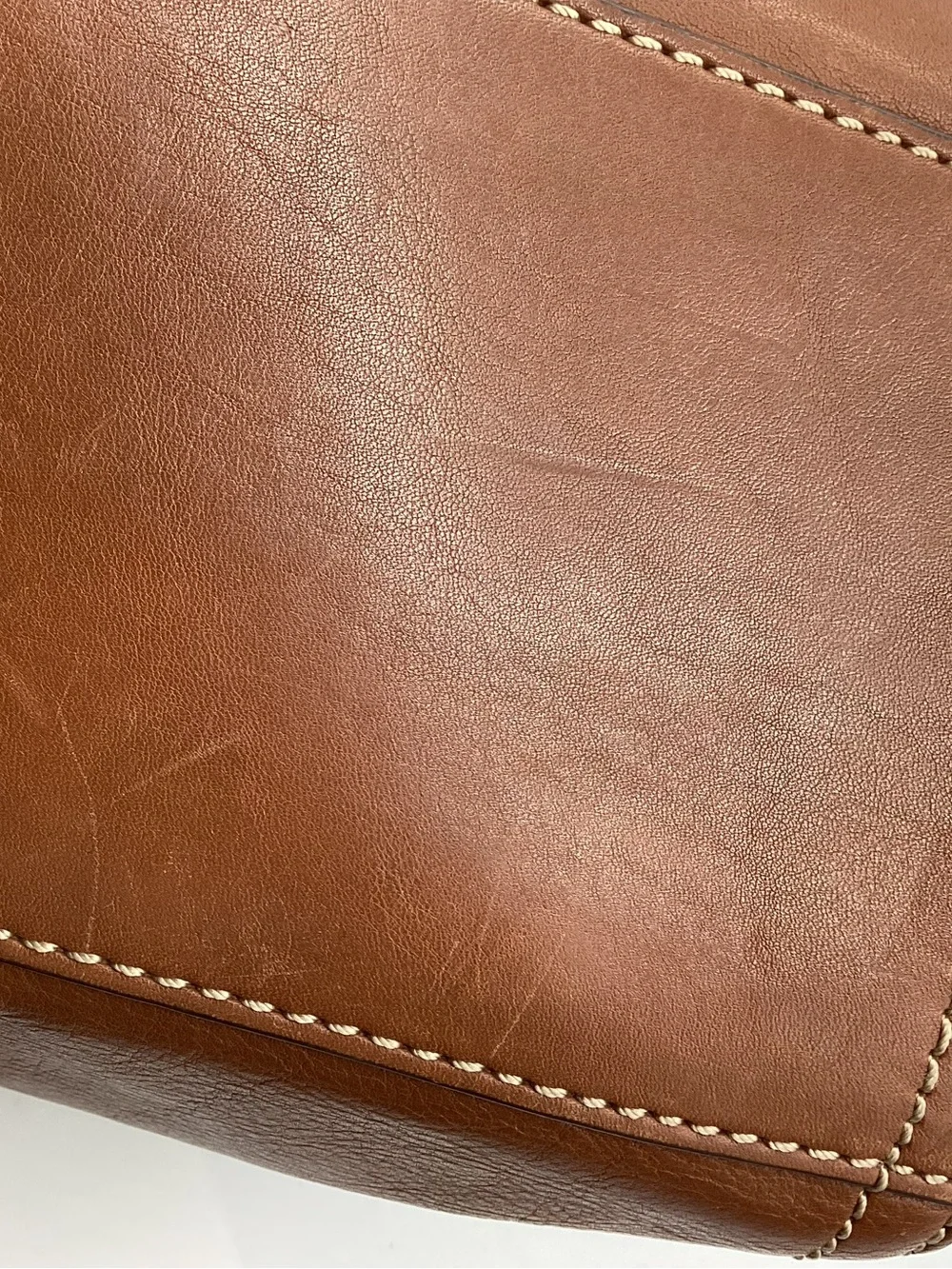 Fossil Emma Satchel Leather Shoulder Bag in Cognac Brown